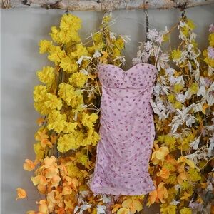 Pink Strapless Dress with Hearts